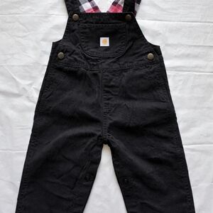 Carhartt Black Kids Overalls with Plaid Straps